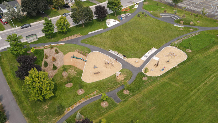 . Vue aérienne du parc, les travaux terminés